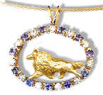 14K Gold Shetland Sheepdog with Tanzanite and Diamonds