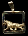 14K Gold Dog Jewelry Siberian Husky in Square Bezel