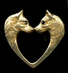 14K Gold Dog Jewelry Siberian Husky Heads in Heart