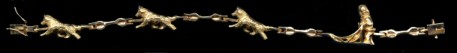 14K Gold Siberian Husky Bracelet with Sled and Musher