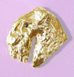 14K Gold or Sterling Silver Soft Coated Wheaten Terrier Large Head with Black Diamond Eye
