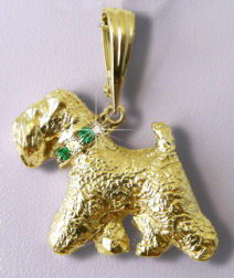 14K Gold Large Trotting Soft Coated Wheaten Terrier with Diamond and Gemstone Collar