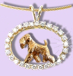 Limited Edition 14K Gold Soft Coated Wheaten Terrier in Diamond Oval
