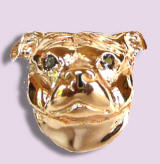 14K Gold or Sterling Silver Staffordshire Bull Terrier Head with Black Diamond Eyes
