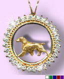 14K Gold Welsh Springer Spaniel Trotting in Diamonds and Gemstones