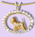 14K Gold Westie Terrier Trotting in Our Exclusive Diamond Oval