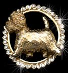 14K Gold Dog Jewelry West Highland White Terrier  Large Trotting in Diamond Bezel
