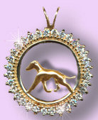 14K Gold Whippet in 1.2 Carats of Full Cut Gemstones