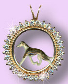14K Gold Whippet with Enamel Artwork on 1.2 Carats of Full Cut Diamonds
