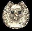 14K Gold Small Pomeranian Head with Sapphire Eyes