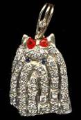 14K Gold Yorkshire Terrier Head Pavé with Full Cut Diamonds, Ruby Bow, and Sapphire Eyes