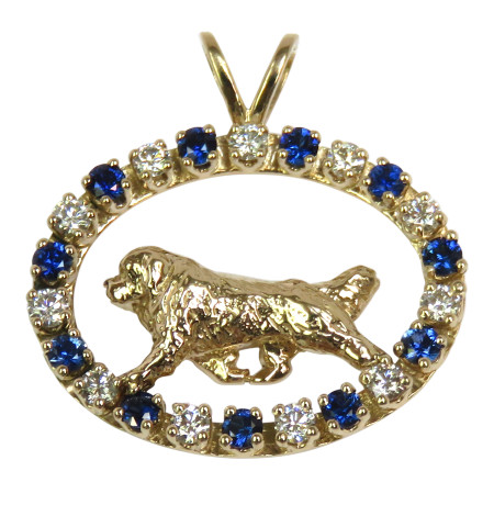 14K Gold French Bulldog Trotting in Our Exclusive Diamond Oval