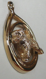 14K Gold Portuguese Water Dog Trotting in Teardrop - Side Front View