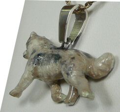 14K Gold or Sterling Silver Large Trotting Siberian Husky with Enamel Artwork - Rear View
